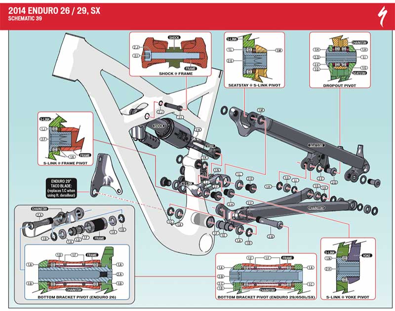 98914-5001 kit viteria carro posteriore enduro 26/27,5/29