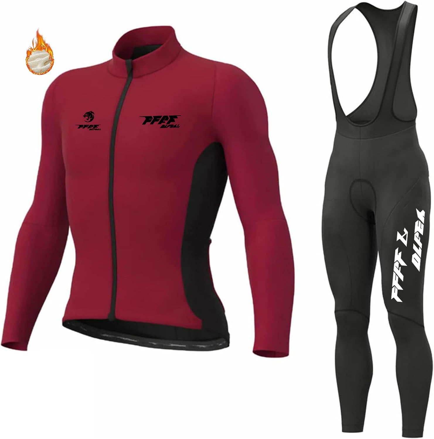 Abbigliamento Ciclismo Uomo Invernale Tuta da Ciclista Manica Lunga Completo MTB Bici,Maglia Bicicletta Termico Vello Giacca e Pantaloni Salopette con 9D Imbottiti Gel
