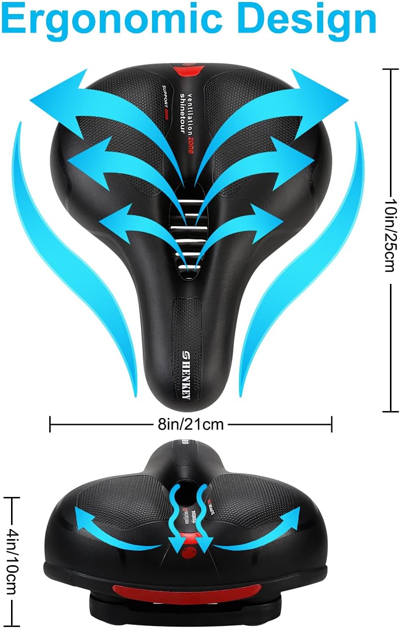 Sella della Bicicletta, Sedile per Bici Ergonomico Hollow Ampia Sedile da Ciclismo Confortevole con Sostituzione di Nastro Riflettente per MTB, Esercizio e Bici da Strada - immagine 3