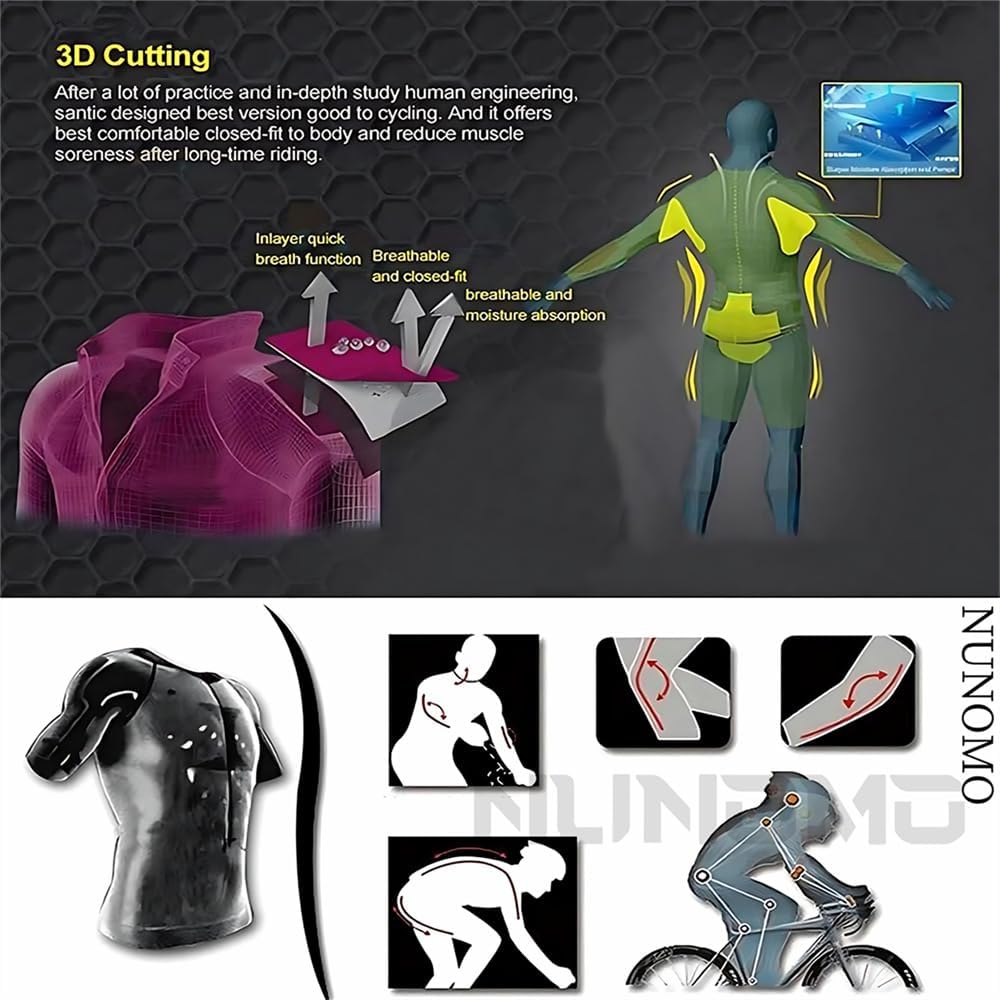 NUNOMO Abbigliamento Completo Ciclismo Uomo Tuta Bici da Corsa Invernale Maglia MTB Manica Lunga + Salopette Imbottiti con Gel 9D MTBGel Caldo e Antivento - immagine 3