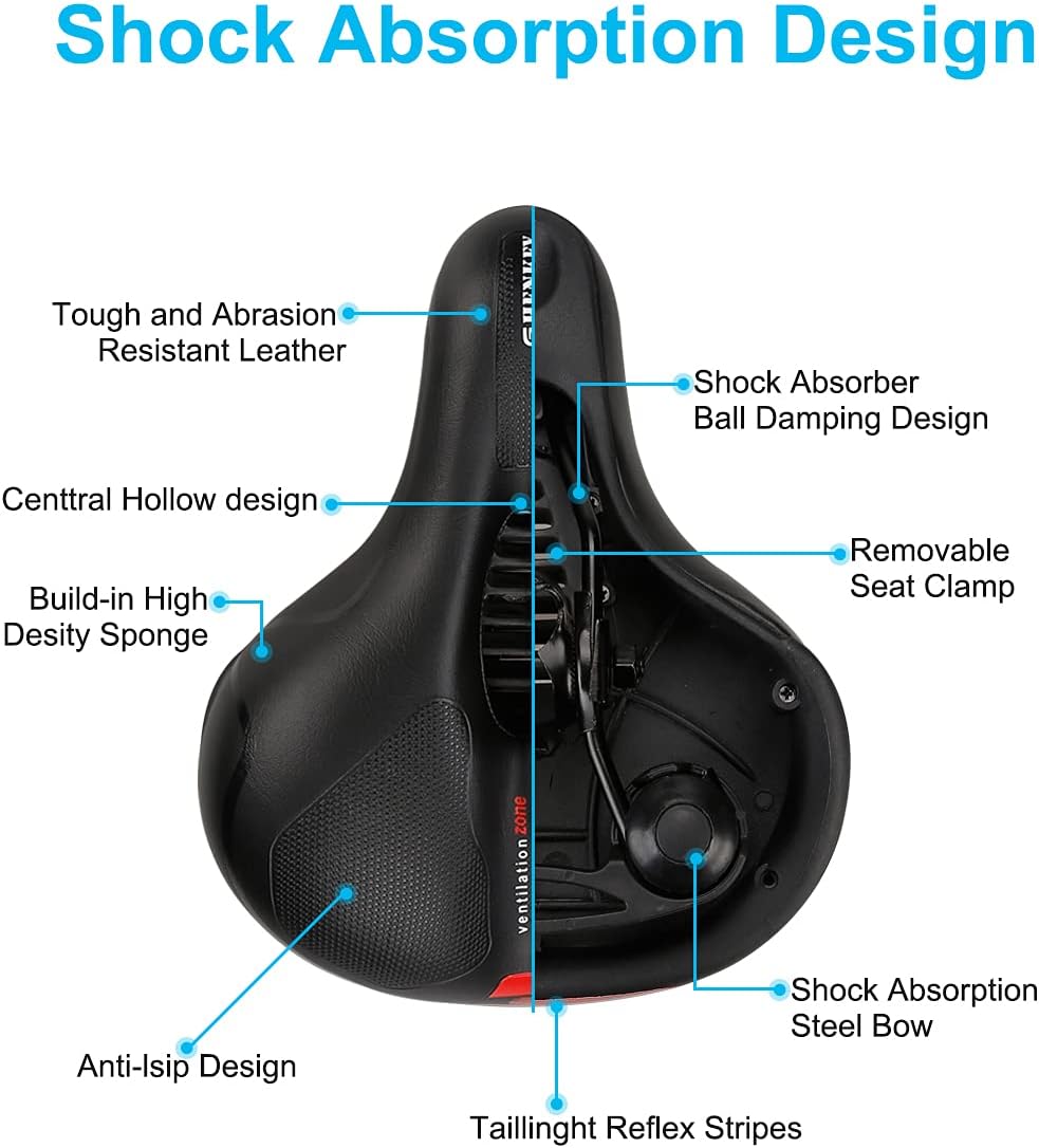 Sella della Bicicletta, Sedile per Bici Ergonomico Hollow Ampia Sedile da Ciclismo Confortevole con Sostituzione di Nastro Riflettente per MTB, Esercizio e Bici da Strada - immagine 5
