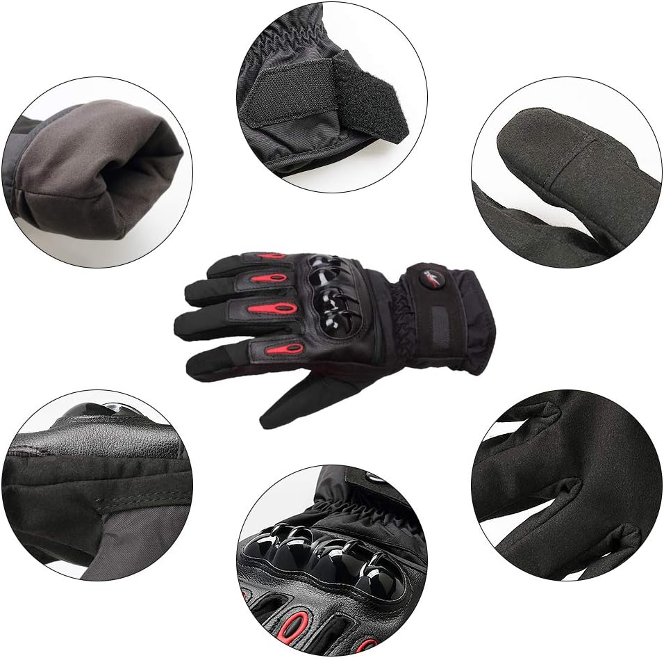 2KP CE Guanti da Moto per Uomo Donna, Guanti da Moto Invernali, Guanti da Moto Antivento Impermeabili Guanti Termici Touch Screen per Motocross Racing BMX MTB Ciclismo (XL) - immagine 5