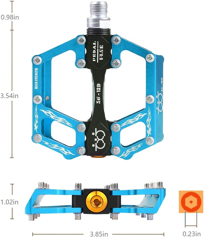 Pedali della Bicicletta Pedale della Bici in Alluminio Ciclismo/Strada Mountain MTB/BMX Pedale della Bici con Pedali Super Bearing Platone Stabile con Pedale Antiscivolo per 9/16 - immagine 5