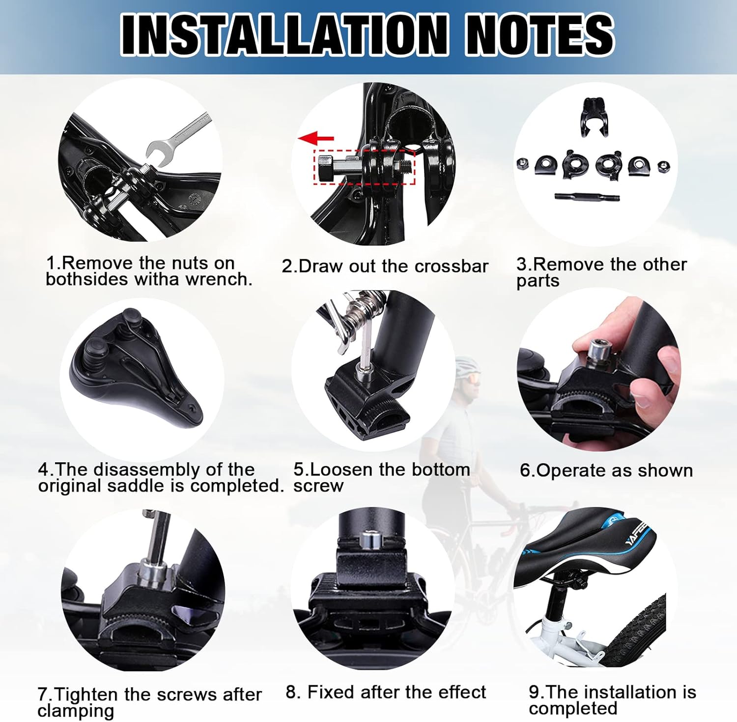 ENJOHOS Sella Mtb, Sella Mtb Antiprostata, Impermeabile Sella Bici, Sella Mtb Antiprostata, Sella Mtb comoda, Sella Bici da Corsa per Mountain Bike, Bici Pieghevole, Bici da Strada - immagine 6