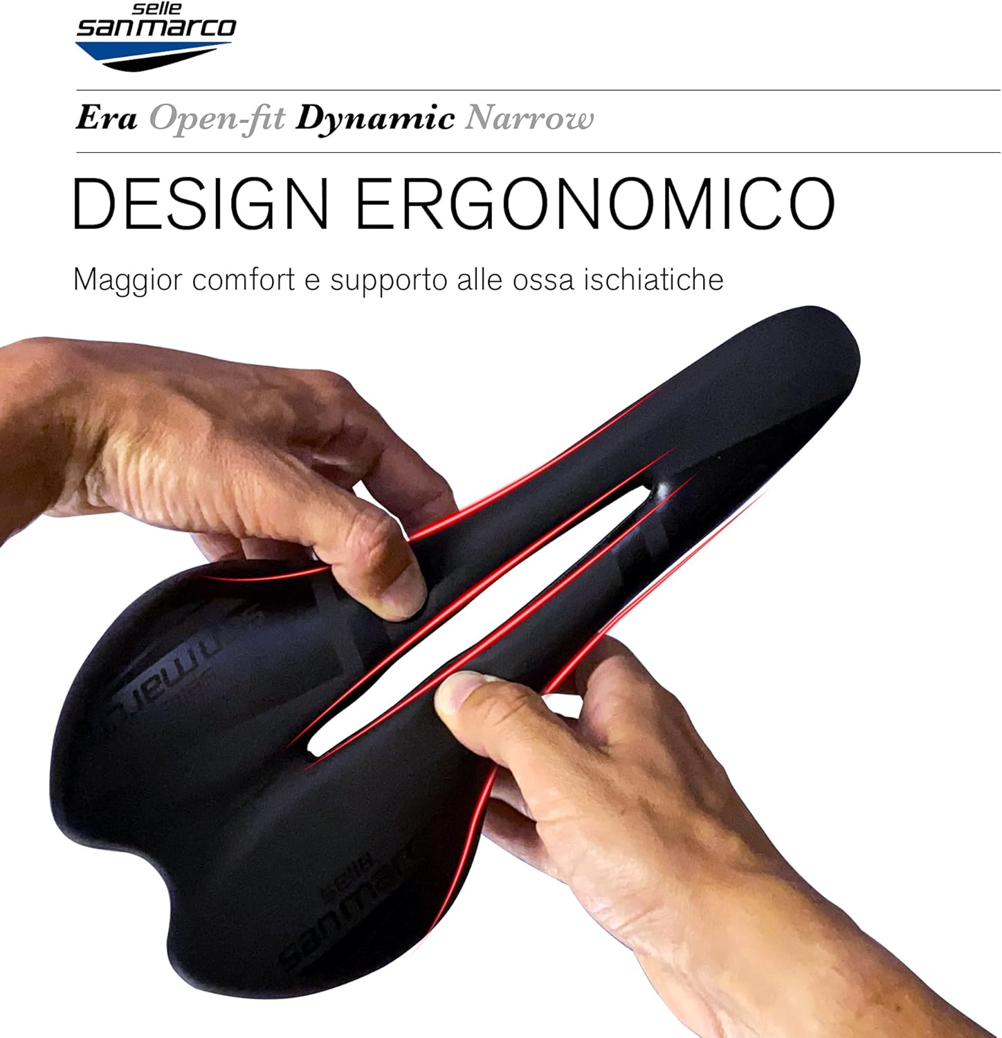 Selle San Marco ERA Dynamic - Sella per Bicicletta Confortevole e Ergonomica, con Forma Piatta e Rail in Lega di Acciao - immagine 5