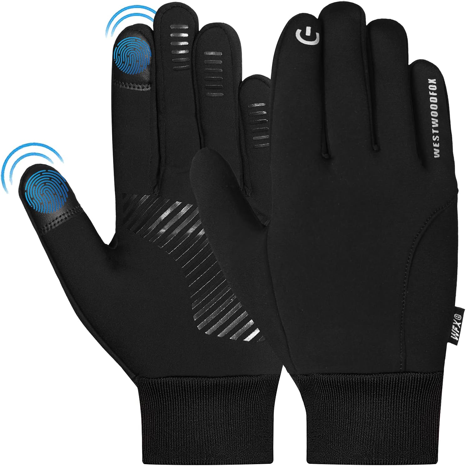 WESTWOOD FOX Guanti da ciclismo invernali per touch screen, antivento, termici, antiscivolo, fodera in caldo pile per escursionismo, guida, arrampicata, equitazione, sci