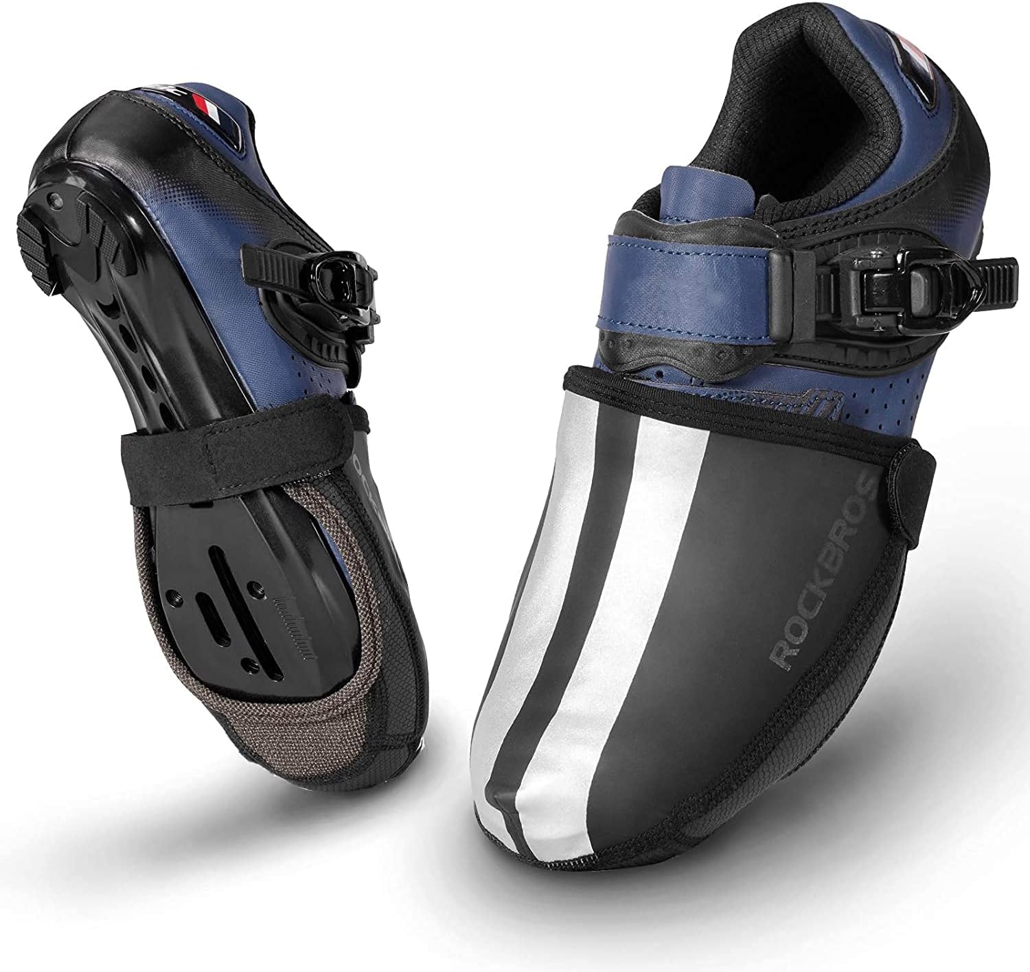 ROCKBROS Copriscarpe Ciclismo Invernale Caldo, Copripunta Antivento Termici Impermeabili per Bici MTB, Strisce Riflettenti, Anti-Fango, Universale Uomo Donna, 3 Taglie S 39-40 M 41-43 L 44-46