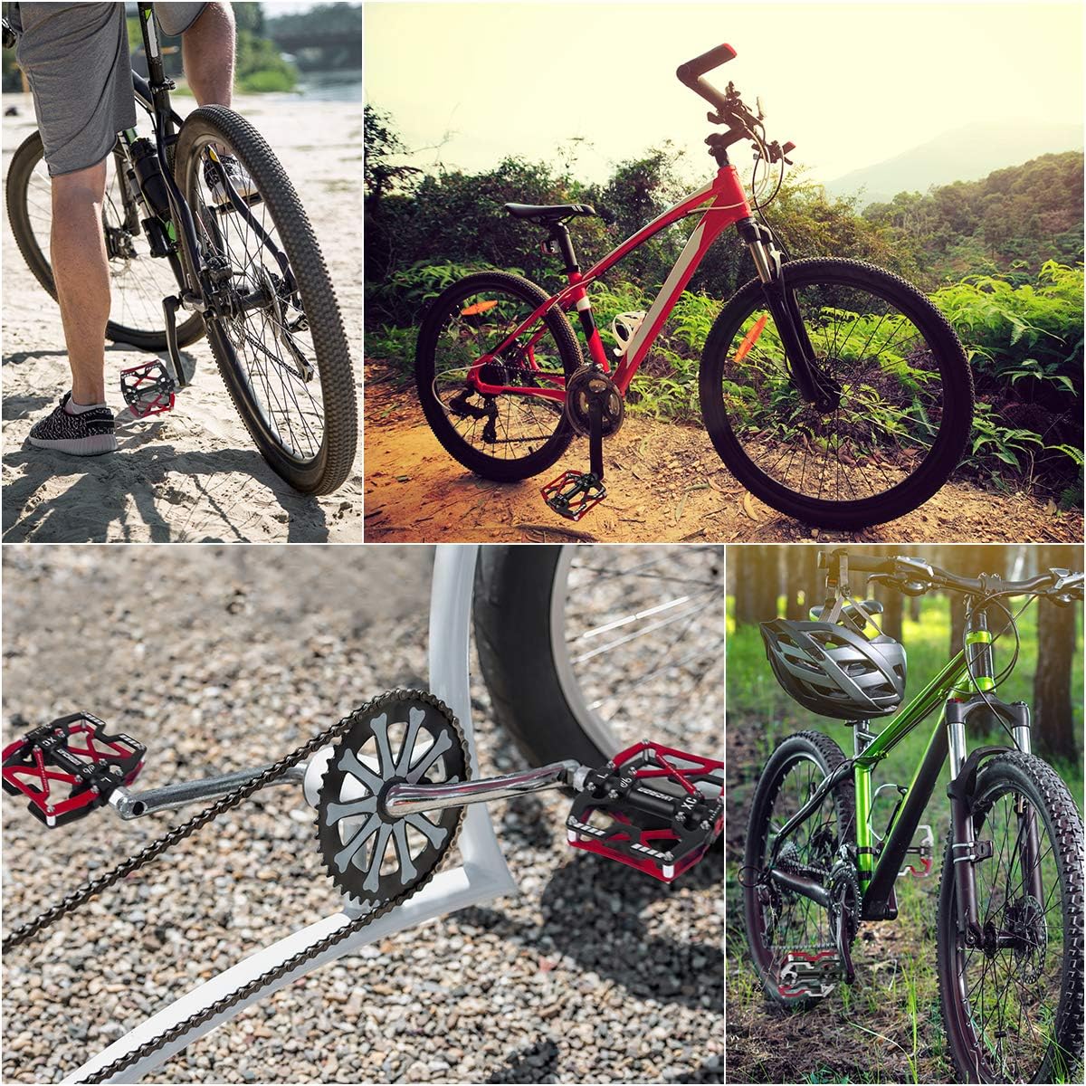 LYCAON Pedali per Bicicletta, Pedale per Bici Antiscivolo in Lega di Alluminio CNC, 3 Pedali Cuscinetti per BMX MTB 9/16 Pollici - immagine 6