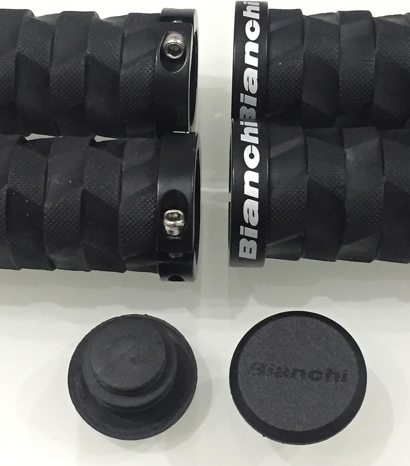 Bianchi - coppia di manopole MTB ROCK 2019 in TPR/PLASTIC CORE per MTB colore nero con ANELLI DI FISSAGGIO C2505516 - immagine 3