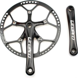 CYSKY Guarnitura singola velocità 53T 56T 58T 170mm guarnitura 130 BCD Litepro pieghevole bici guarnitura con copertura protettiva per bici a velocità singola, bici da strada, cambio fisso, Fixie, Dahon