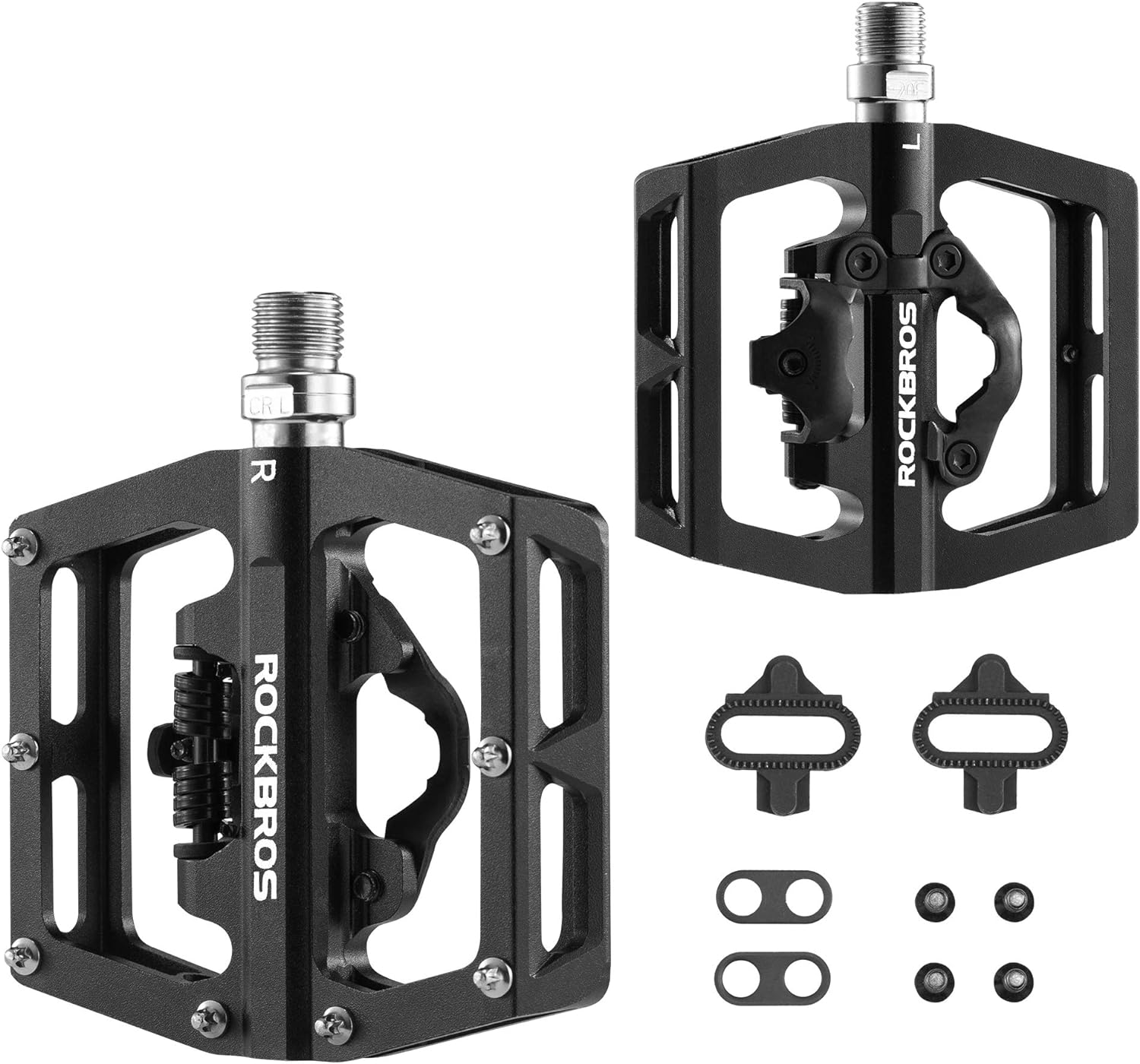 ROCKBROS Pedali di Blocco SPD per MTB Corsa Bicicletta da Strada 9/16 Pollici in Alluminio Pedali Bici con Cuscinetti Sigillati Ultra Leggero Antiscivolo Antipolvere
