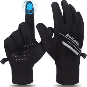 boildeg Guanti Invernali Caldi Touchscreen Guanti da ciclismo leggeri Guanti MTB Anti-scivolo Guanti sportivi Termici neri per il Ciclismo Guanti Antiscivolo Escursionismo Uomo＆Donna