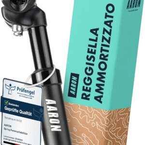 AARON Spring - Reggisella ammortizzato in Alluminio - Diametro 27,2 mm - Lunghezza 350 mm - per Bici elettrica, MTB, da Trekking, City Bike, ECC. - Nero