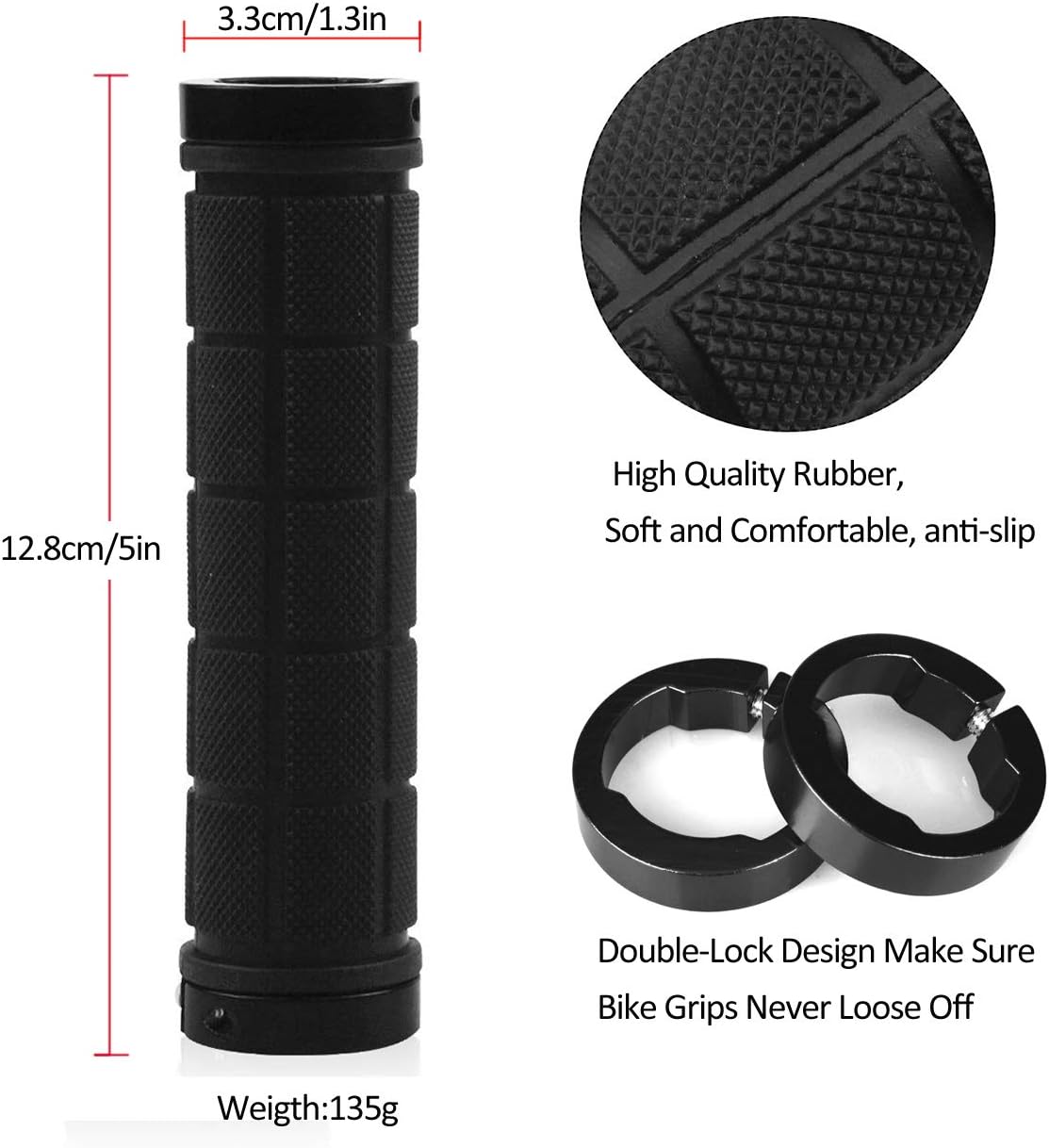 PLATT Bike Hand Grips, Impugnature per Manubrio Bici, Manubrio della Bici in Gomma ergonomica Antiscivolo manopole per Bicicletta MTB - immagine 5