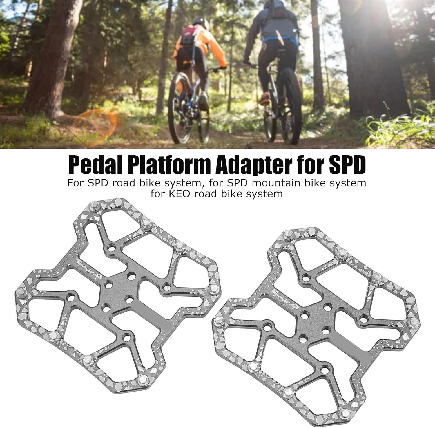Wakects 1 Paio di Pedali a Piattaforma Larga in Alluminio per Mountain Bike Adattatore per Piattaforma a Pedale a Scatto Autobloccante per Sistema di Bici da Strada SPD e KEO Sistema di Mountain Bike - immagine 2
