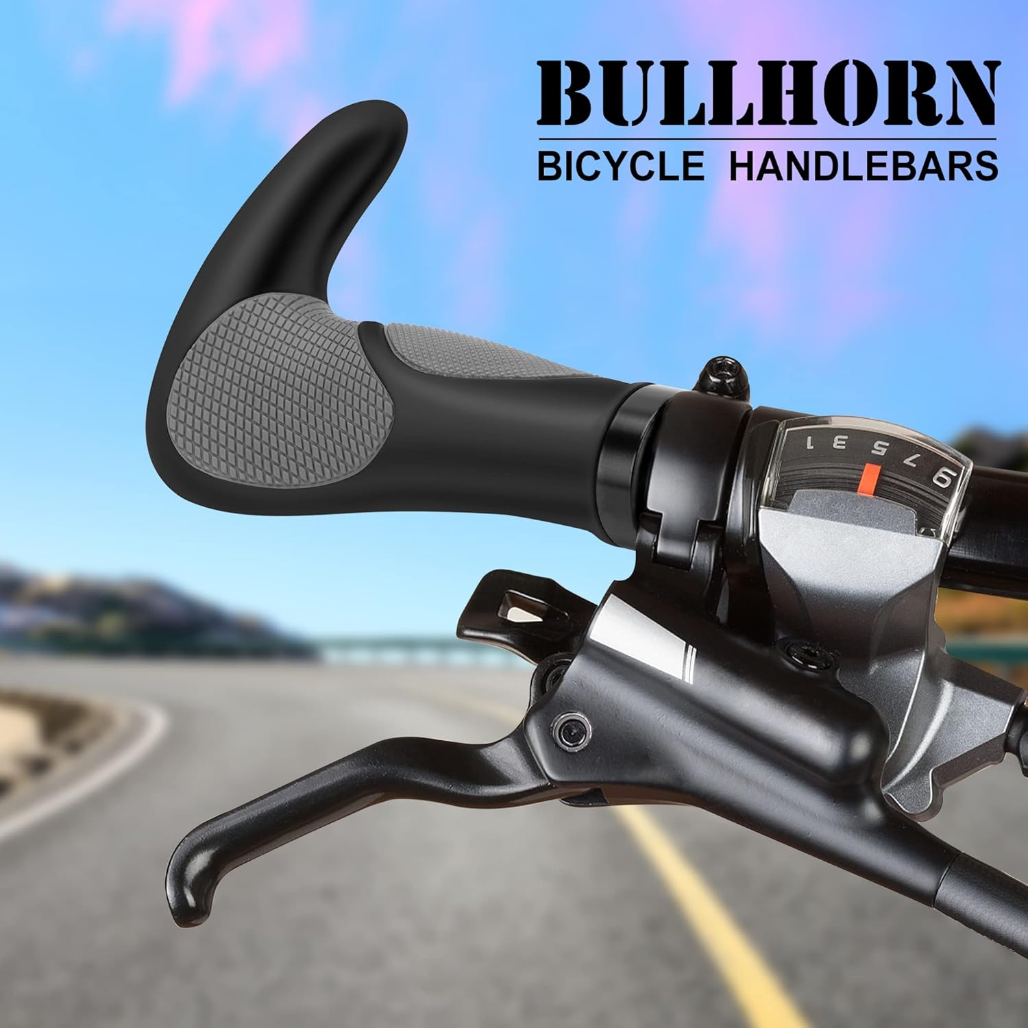 Impugnature per Biciclette, Manubrio Bici Antiscivolo, Manopole MTB Ergonomiche 22.2mm in Gomma, Doppio Serratura in Alluminio Universale per Bici da Strada, Mountain Bike, MTB, BMX, Scooter - immagine 2