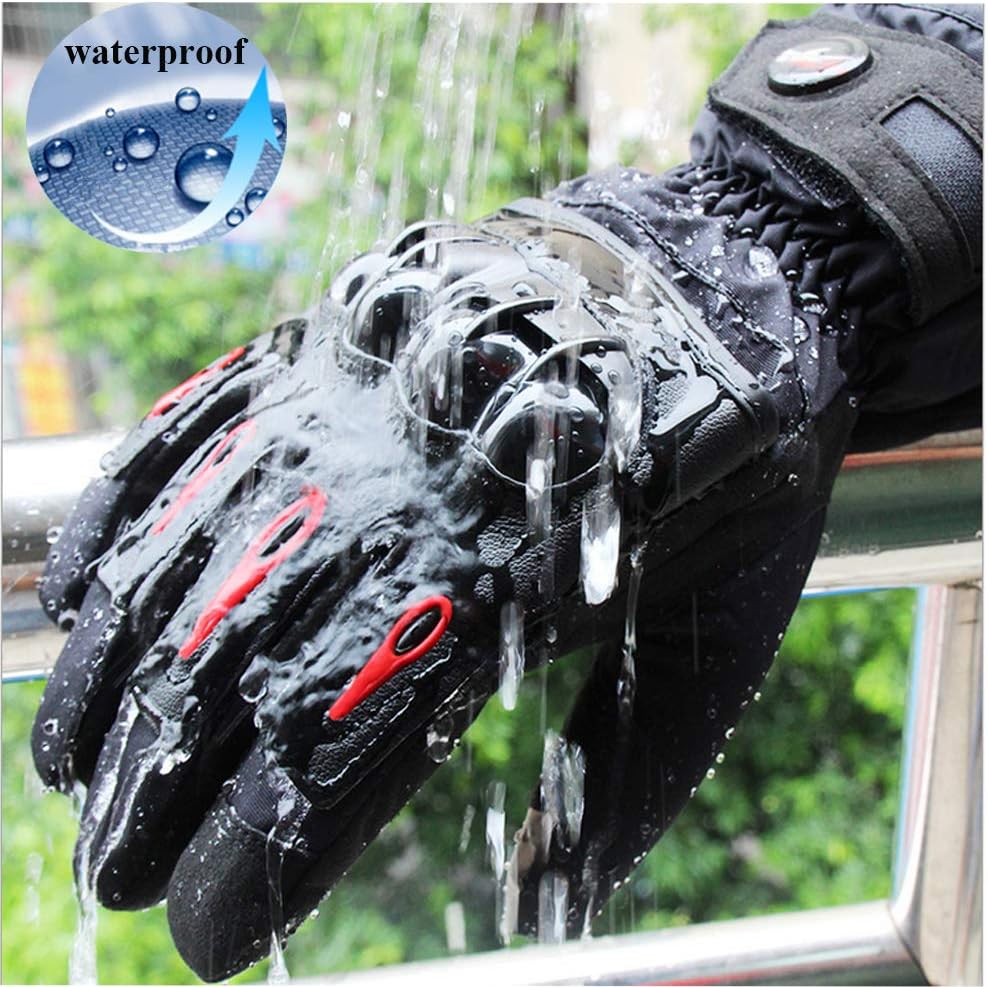2KP CE Guanti da Moto per Uomo Donna, Guanti da Moto Invernali, Guanti da Moto Antivento Impermeabili Guanti Termici Touch Screen per Motocross Racing BMX MTB Ciclismo (XXL) - immagine 2