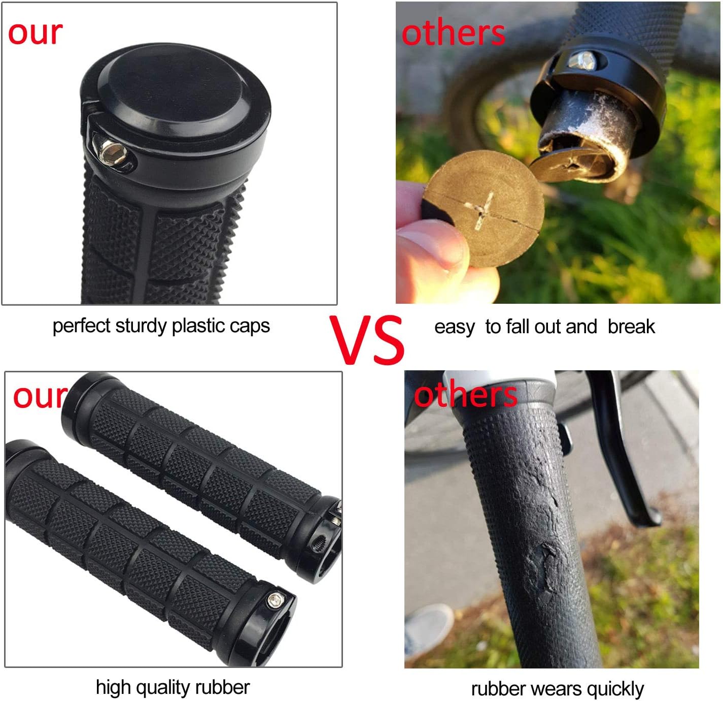 PLATT Bike Hand Grips, Impugnature per Manubrio Bici, Manubrio della Bici in Gomma ergonomica Antiscivolo manopole per Bicicletta MTB - immagine 7
