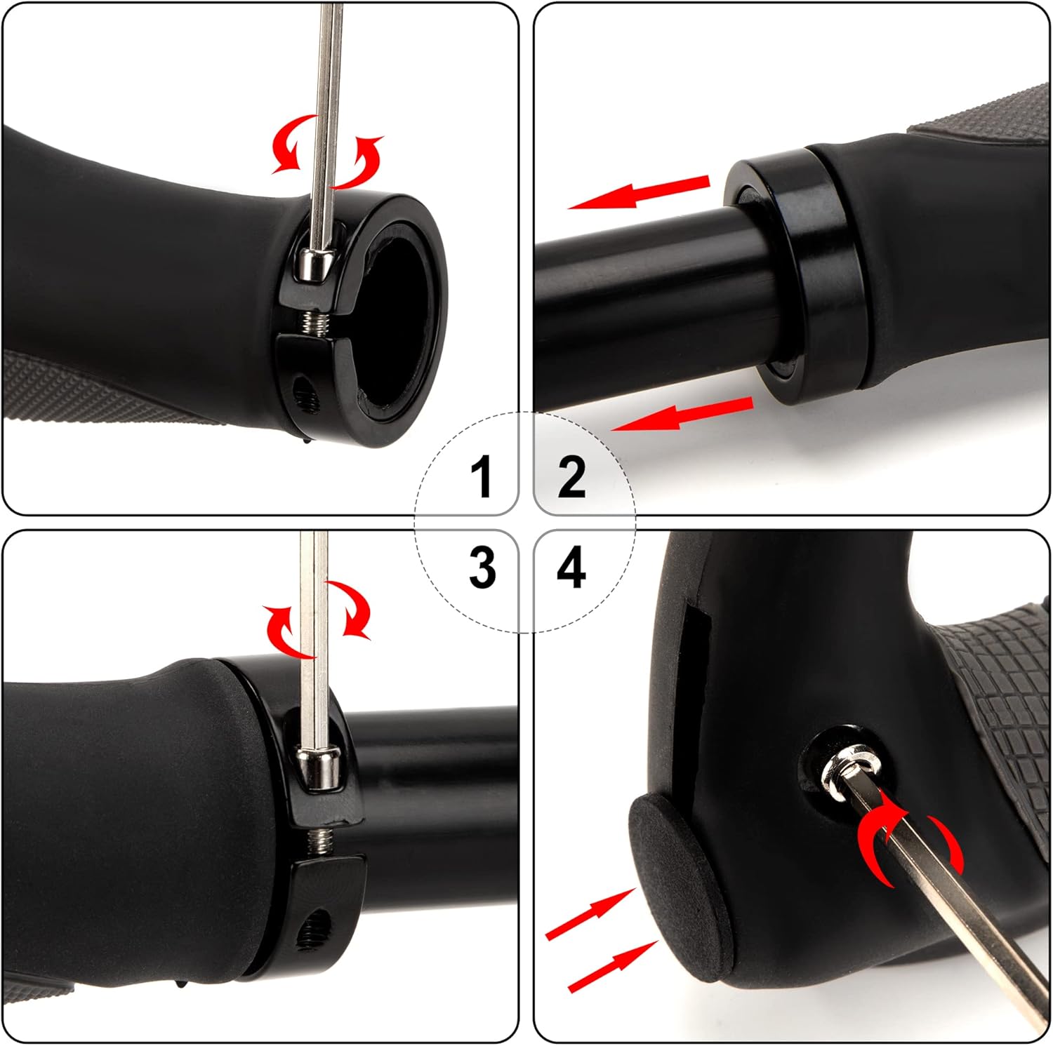 Impugnature per Biciclette, Manubrio Bici Antiscivolo, Manopole MTB Ergonomiche 22.2mm in Gomma, Doppio Serratura in Alluminio Universale per Bici da Strada, Mountain Bike, MTB, BMX, Scooter - immagine 7