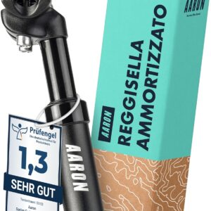 AARON Spring - Reggisella ammortizzato in Alluminio - Diametro 27,2 mm - Lunghezza 350 mm - per Bici elettrica, MTB, da Trekking, City Bike, ECC. - Nero