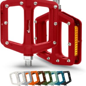 IMPALAPRO - Pedali per Bicicletta con Riflettenti in Fibra di Nylon con Cuscinetto Sigillato 9/16" - Pedale MTB Flat - Pedali BMX - Pedali Flat Gravel - Pedali City Bike con Riflettori