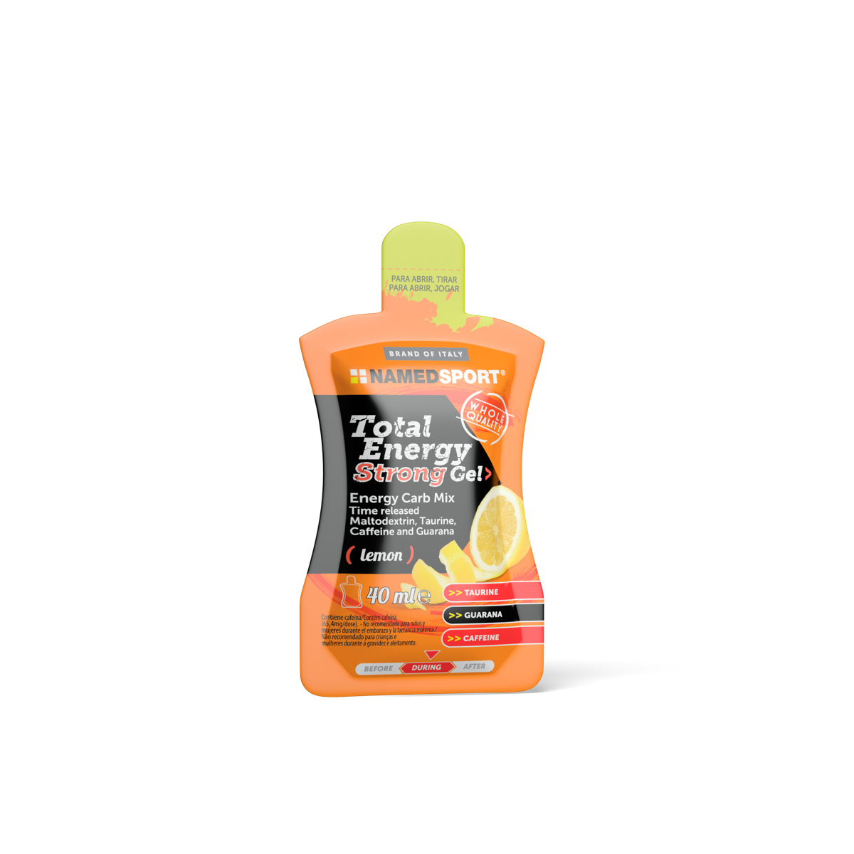 Gel energetico con Maltodestrine, Caffeina, Taurina e Guaranà TOTAL ENERGY STRONG GEL> Lemon - 40ml